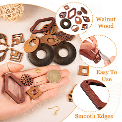 DIY Walnut Wood Hollow Geometry Dangle Earrings Making Kit&nbsp;DIY-TA0009-18