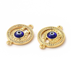 Rack Plating Real 18K Gold Plated Brass Micro Pave Clear Cubic Zirconia Connector Charms&nbsp;ZIRC-L102-03G-02