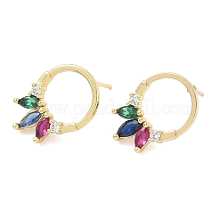 Brass Micro Pave Cubic Zirconia Stud Earrings&nbsp;EJEW-G452-01G