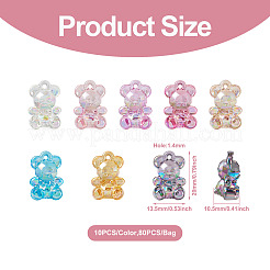 80Pcs 8 Colors Transparent Acrylic Pendants&nbsp;MACR-PJ0001-07