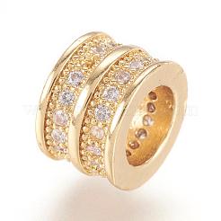 Brass Micro Pave Cubic Zirconia European Beads&nbsp;ZIRC-F062-11G