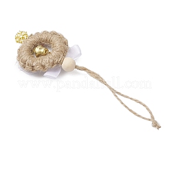 3Pcs Christmas Wood & Polyester Bowknot Pendant Decorations&nbsp;HJEW-JM04193