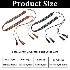 2Pcs 2 Colors Bohemian Imitation Leather Tassel Wrap Chain Belts&nbsp;AJEW-CL0003-47B
