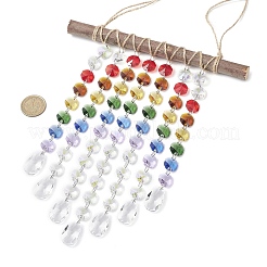 Glass Teardrop & Octagonal Beads Hanging Suncatchers&nbsp;HJEW-JM04540