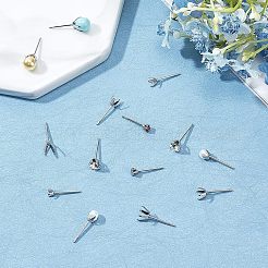 100 Pcs 5 Styles 304 Stainless Steel Stud Earring Findings&nbsp;STAS-UN0022-10P