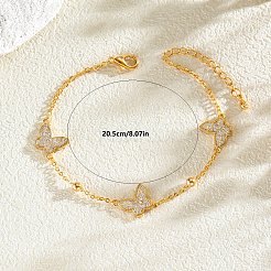 Elegant Brass Micro Pave Clear Cubic Zirconia Butterfly Link Chain Bracelets for Women&nbsp;FX8135-1