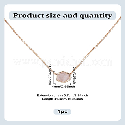 1Pc Brass Pave Natural Rose Quartz Hexagon Pendant Necklaces&nbsp;NJEW-LP0009-34