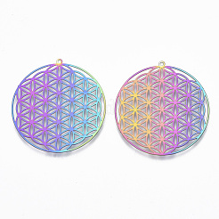 Ion Plating(IP) 201 Stainless Steel Filigree Pendants&nbsp;STAS-T057-24