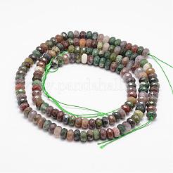 Faceted Natural Indian Agate Rondelle Beads Strands&nbsp;G-K090-11