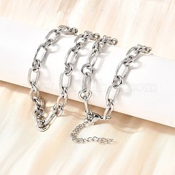 304 Stainless Steel Oval Link Chain Necklaces for Women Men&nbsp;NJEW-A054-01P