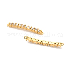 Brass Micro Pave Clear Cubic Zirconia Curved Rectangle Connector Charms&nbsp;KK-H515-14G