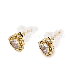 Brass Micro Pave Cubic Zirconia Stud Earrings&nbsp;CU-CBA2AB4-01G