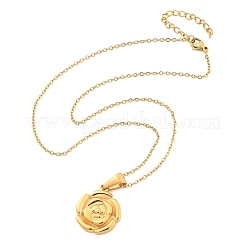 304 Stainless Steel Rose Pendant Necklaces for Women&nbsp;NJEW-S439-01A-G
