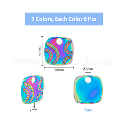 18Pcs 3 Colors 304 Stainless Steel Pendant Rhinestone Settings&nbsp;STAS-DC0014-13