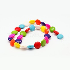 Flat Round Synthetic Turquoise Beads Strands&nbsp;TURQ-I022-12x6mm-06