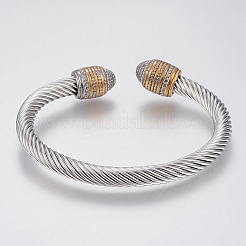 304 Stainless Steel Cuff Bangles Torque Bangles&nbsp;BJEW-H570-02GP