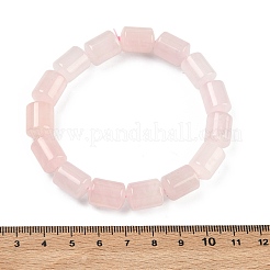 Column Natural Rose Quartz Beads Stretch Bracelets for Women Men&nbsp;BJEW-A148-01A-25
