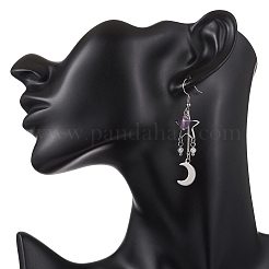 Moon Natural Lepidolite/Purple Mica Dangle Earrings&nbsp;EJEW-JE06776-01