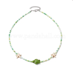 Starfish & Turtle Dyed Synthetic Turquoise Pendant Necklaces&nbsp;NJEW-JN05112