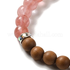 6mm Round Sandalwood and Cherry Quartz Glass Beaded Stretch Bracelets&nbsp;BJEW-B080-09B