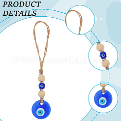 1Pc Glass Blue Evil Eye Pendant Decorations&nbsp;HJEW-CN0001-42A