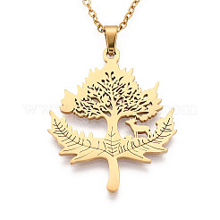 304 Stainless Steel Pendant Necklaces&nbsp;NJEW-T018-50G
