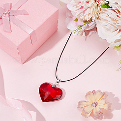 1Pc Glass Heart Pendant Necklaces&nbsp;NJEW-BBC0001-29A