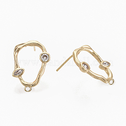 Brass Cubic Zirconia Stud Earring Findings&nbsp;X-KK-S354-229-NF