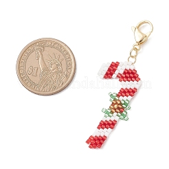5Pcs Christmas Themed Glass Seed Beaded Pendant Decorations&nbsp;HJEW-MZ00341