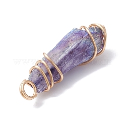 Electroplated Natural Quartz Crystal Dyed Copper Wire Wrapped Pendants&nbsp;PALLOY-JF02326-02
