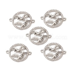 Brass Micro Pave Clear Cubic Zirconia Connector Charms&nbsp;KK-E068-VB293