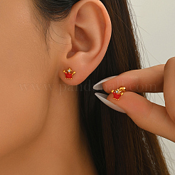 Stainless Steel Enamel Crown Stud Earrings&nbsp;JB5965-2