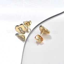 Rack Plating Brass Micro Pave Clear Cubic Zirconia Stud Earrings&nbsp;EJEW-K299-01G