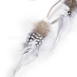 Owl Woven Web/Net with Feather Hanging Ornaments&nbsp;HJEW-G025-05