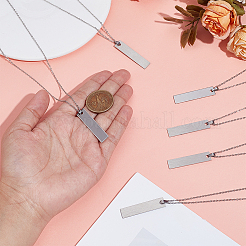 10Pcs 304 Stainless Steel Rectangle Pendant Necklaces&nbsp;NJEW-UN00019