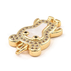 Brass Cubic Zirconia with Shell Pendants&nbsp;KK-K342-11G