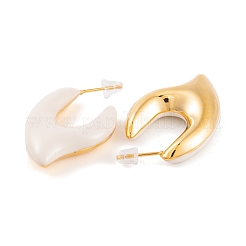 Nuggets Brass Enamel Half Hoop Stud Earrings for Women&nbsp;EJEW-G391-20B-G