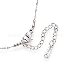 Brass Cubic Zirconia Heart Planet Pendant 304 Stainless Steel Chain Necklaces&nbsp;NJEW-T018-06P