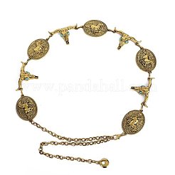 Bohemian Cattle Head & Oval with Horse Pattern Alloy Link Chain Belts for Women&nbsp;FS-WG66674-01