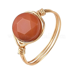 Natural Agate(Dyed & Heated) Copper Wire Finger Rings&nbsp;RJEW-JR01075