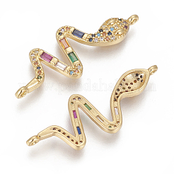 Brass Micro Pave Cubic Zirconia Links&nbsp;ZIRC-O034-11G