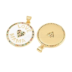 Brass Micro Pave Cubic Zirconia Pendants&nbsp;KK-D232-16G-01