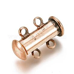 2-Strands 4-Holes Tube Brass Magnetic Slide Lock Clasps&nbsp;X-KK-D472-R-NF