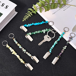 6Pcs Natural & Synthetic Gemstone Keychains&nbsp;KEYC-GF00003