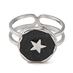304 Stainless Steel Enamel Open Cuff Rings for Women&nbsp;RJEW-F166-44P-01