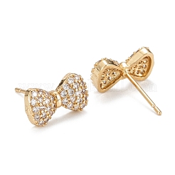 Bowknot Sparkling Cubic Zirconia Stud Earrings&nbsp;EJEW-H126-07G