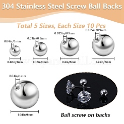 50Pcs 5 Styles 304 Stainless Steel Ear Nuts&nbsp;STAS-BBC0005-46P