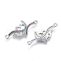 Brass Micro Pave Colorful Cubic Zirconia Links Connectors&nbsp;KK-S061-99P-NR