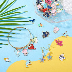 60Pcs 15 Styles Ocean Theme Alloy Enamel Pendants&nbsp;ENAM-TA0002-93