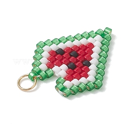 Glass Seed Beaded Heart Pendants&nbsp;PALLOY-MZ01136